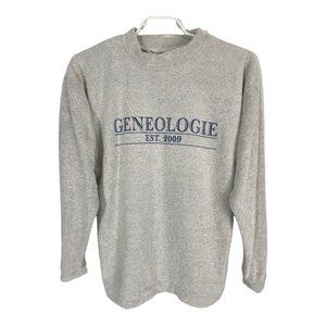 Woolly Threads Womens Shirt Size Large Ivory Genelogie 2009 USA Long Sleeve